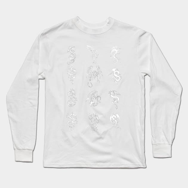 Tribal Dragon Tiles Long Sleeve T-Shirt by Broseidon13